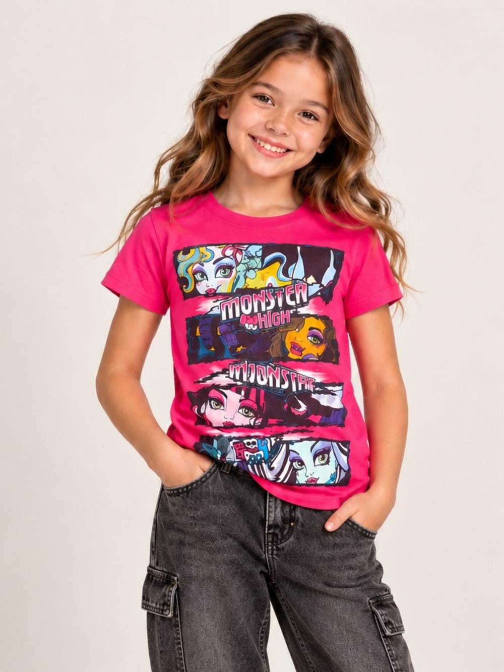 monster high Hot Pink Graphic Short Sleeve Tee -aize 7/8 kids